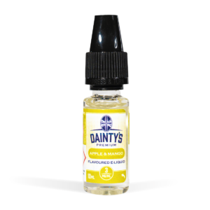 Dainty's 10ml Range Apple & Mango Flavour White Background Studio Shot