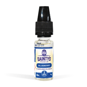 Dainty's 10ml Range Blueberry Flavour White Background Studio Shot