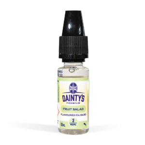 Dainty's 10ml Range Fruit Salad Flavour White background Studio Shot