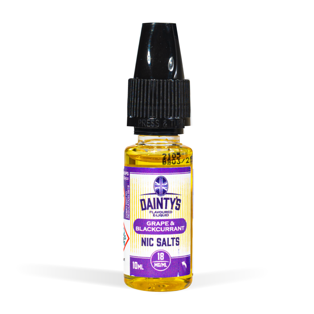 Dainty's 10ml vape liquids grape & blackcurrant flavour for uk wholesale