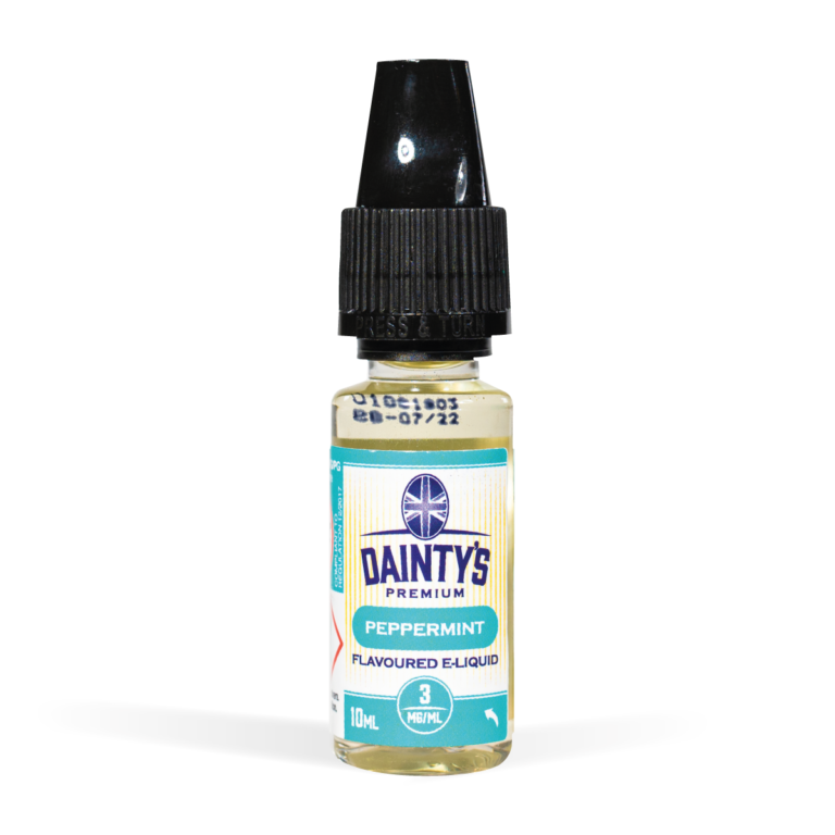 Dainty's 10ml Range peppermint Flavour White Background Studio Shot