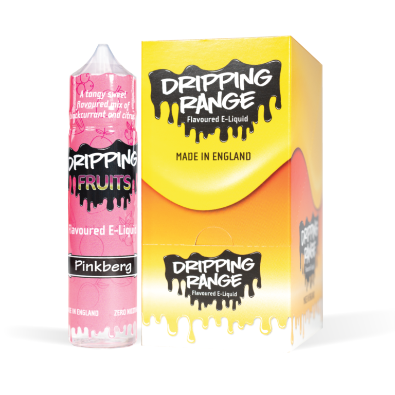 Dripping Range Pinkberg Bottle and CDU White Background Studio Shot