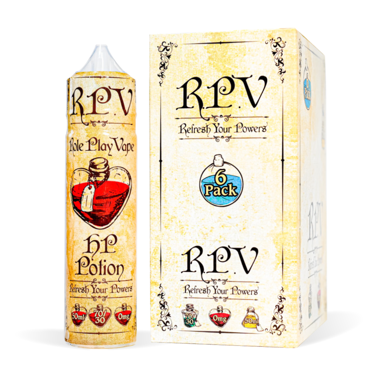 HP Potion RPV Range Box and Bottle White Background Studio Shot