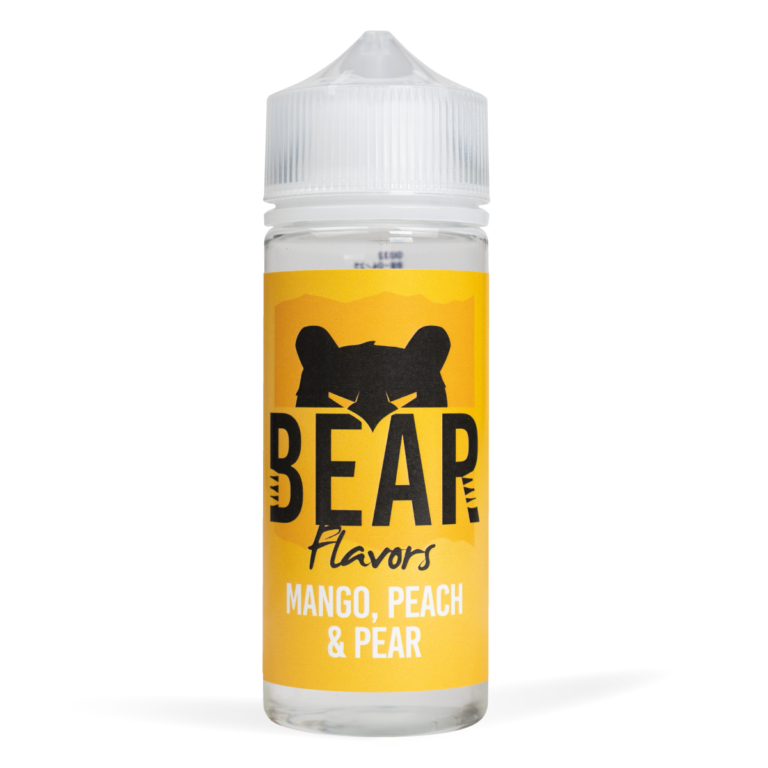 Eco Vape Bear Grizzly Mango Peach Pear 100ml White Background
