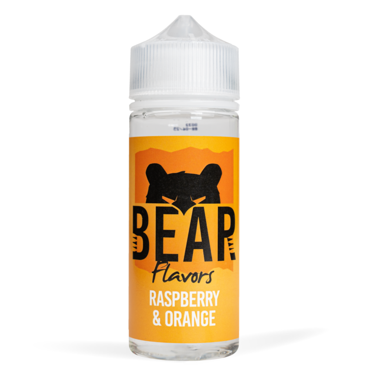 Eco Vape Bear Grizzly Raspberry Orange 100ml White Background