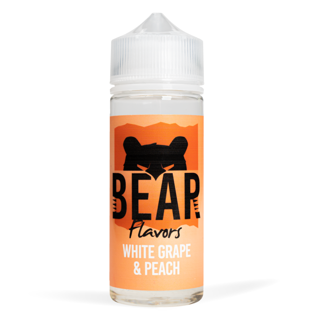 Eco Vape Bear Grizzly White Grape Peach 100ml White Background