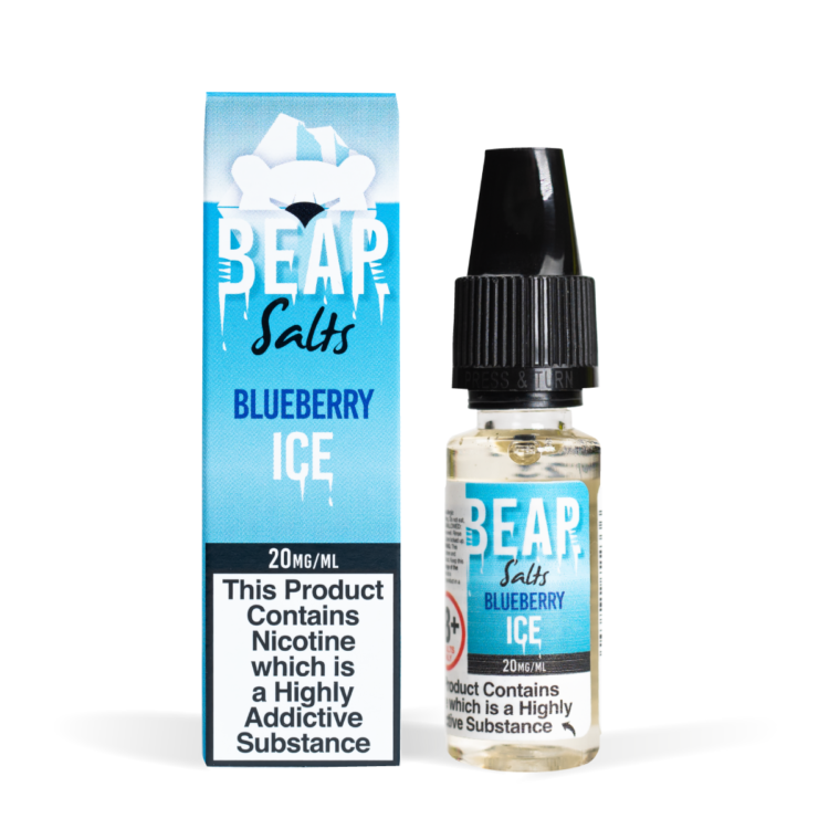 Bear Flavors Range Nic Salts blueberry ice Flavour 20mg White background Studio Shot