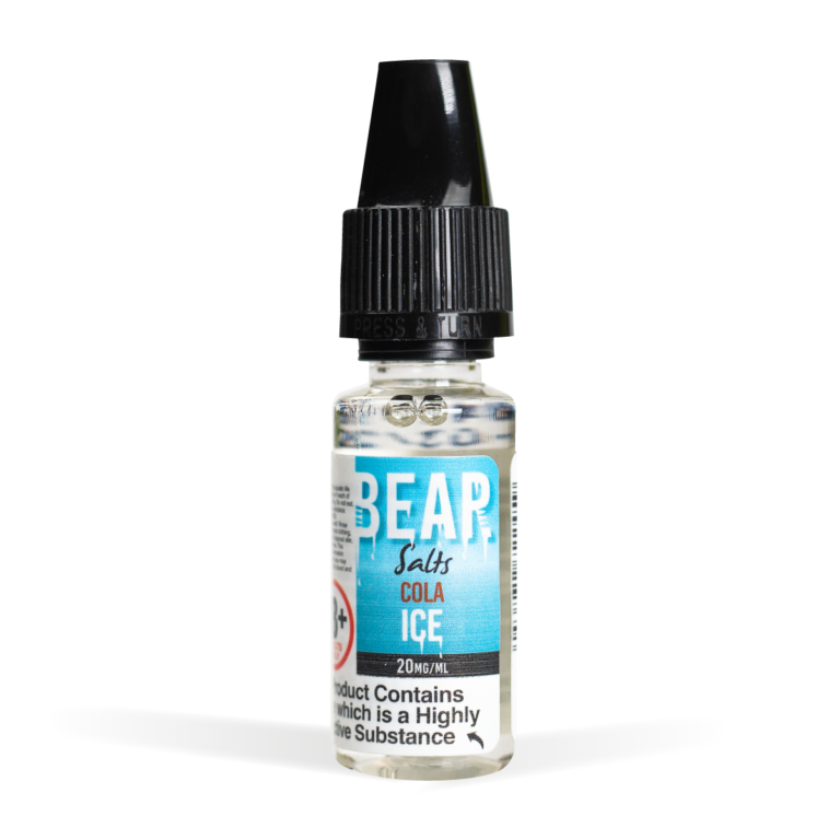 Bear Flavors Range Nic Salts cola ice Flavour 20mg White background Studio Shot