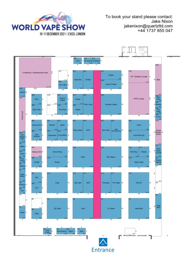 World Vape Show 2021 London Excel Floor Plan