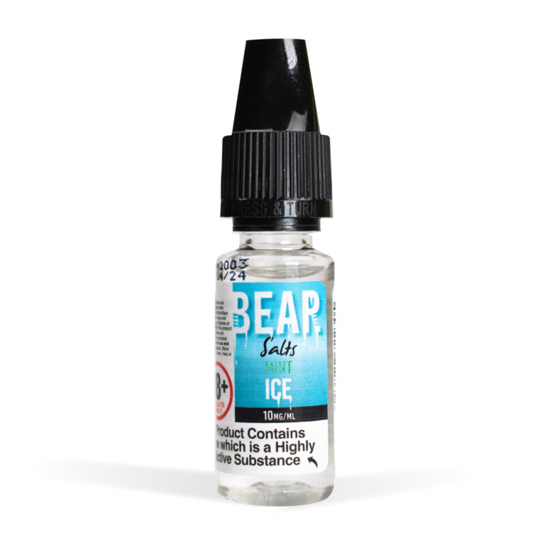 Bear Flavors Range Nic Salts mint ice Flavour 10mg White background Studio Shot