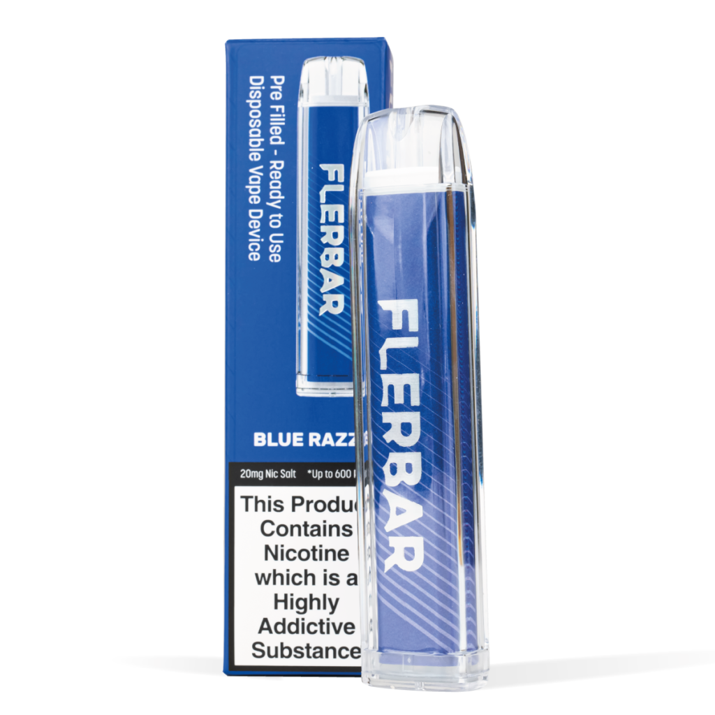 FLERBAR Blue Razz Flavour Wholesale UK Disposable Vape Eco Vape White Background Studio Shot