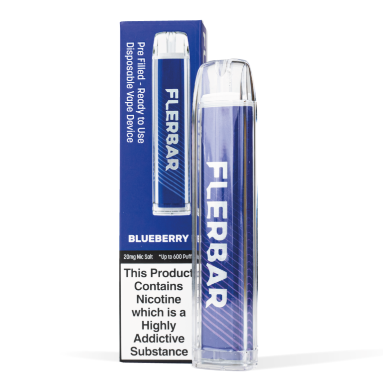 FLERBAR Blueberry Flavour Wholesale UK Disposable Vape Eco Vape White Background Studio Shot