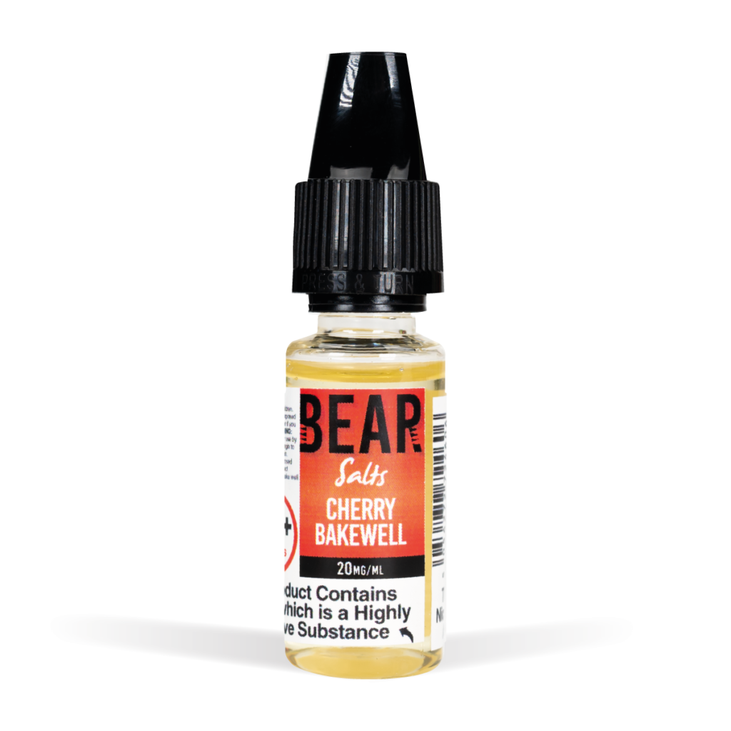 Bear Salts 10ml Panda Cherry Bakewell Nic Salt White Background Studio Shot