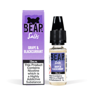 Bear Salts 10ml Grizzly Grape & Blackcurrant Nic Salt White Background Studio Shot