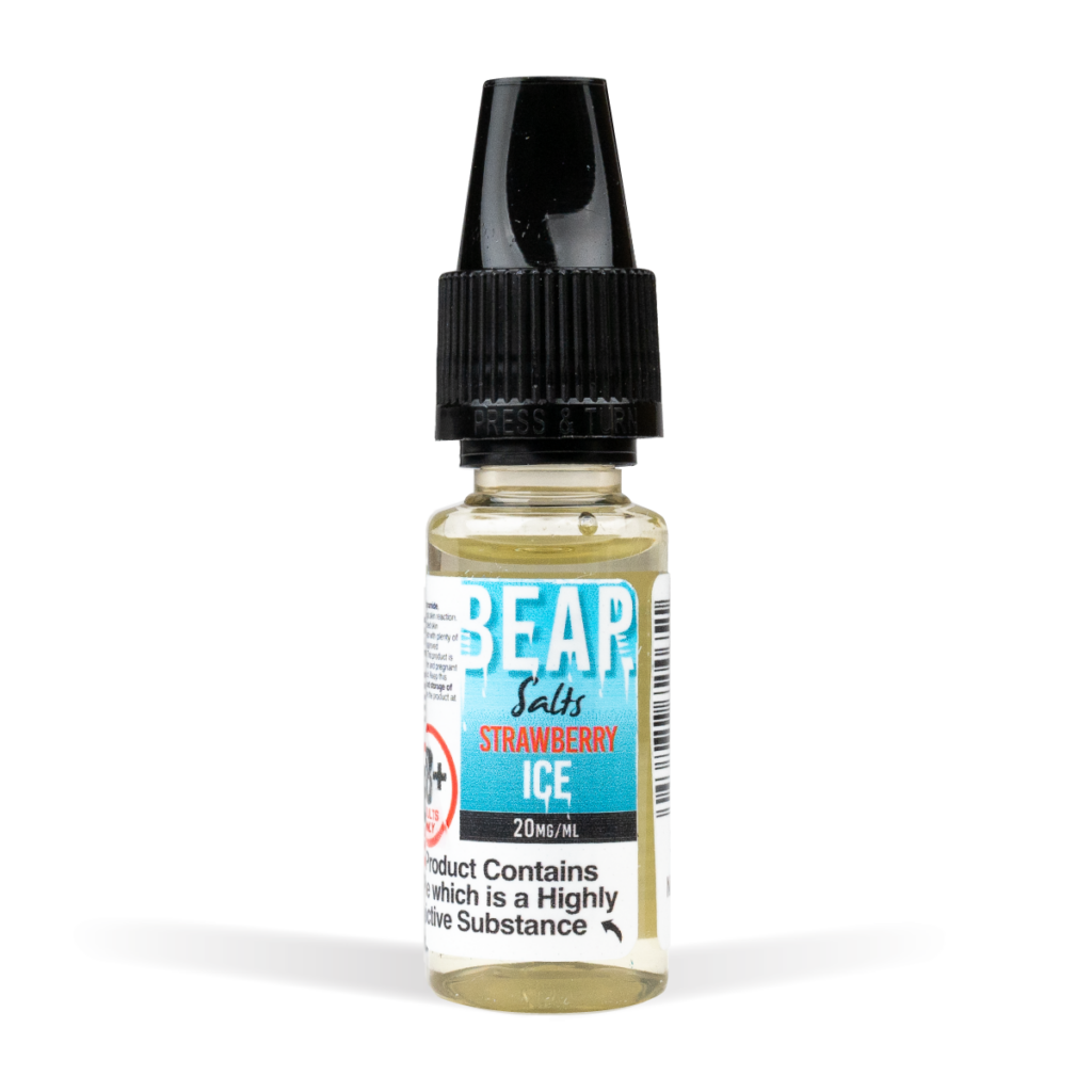 Strawberry Ice Polar Bear 10ml vape bottle studio shot white background