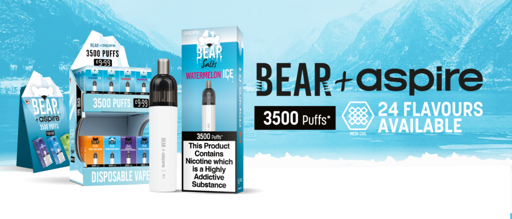 bear + aspire R1 3500 puff disposable