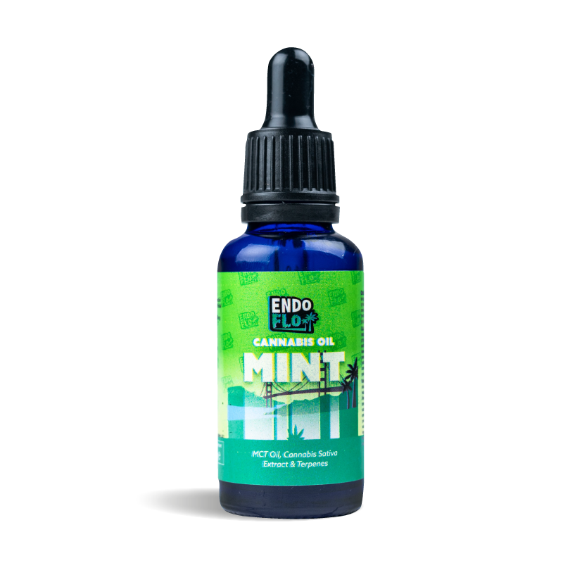 endoflo peppermint cannabis oil 500mg cbd tincture in 30ml bottle