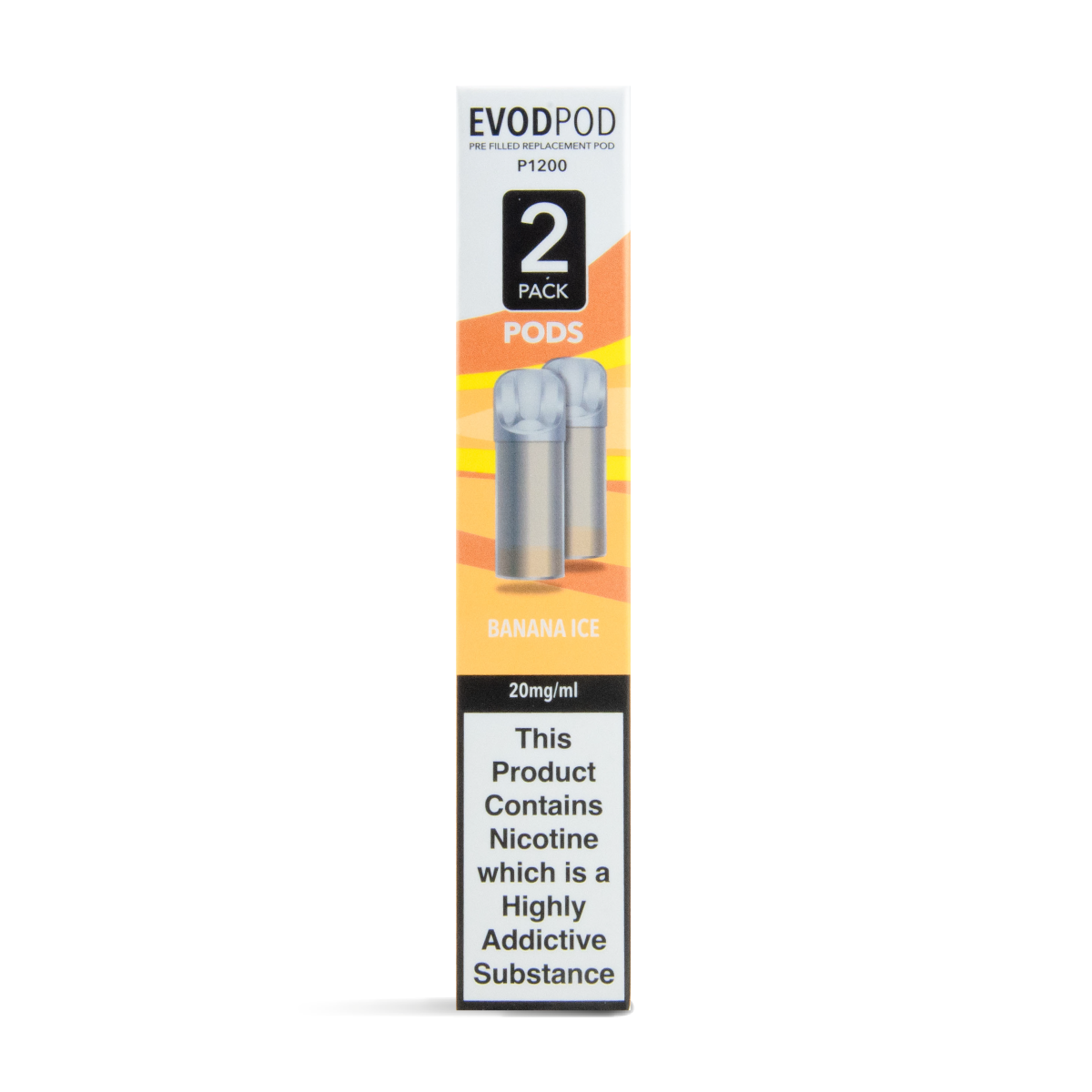 wholesale evod bar pod replacements pre-filled twin pack banana ice