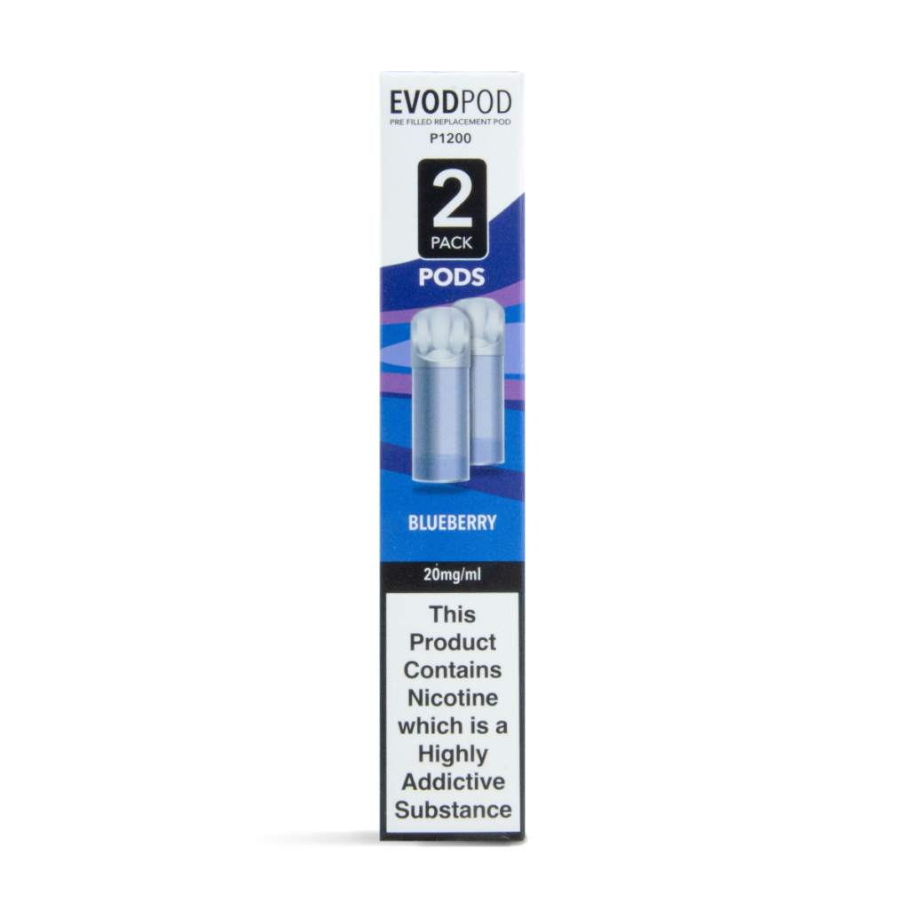 wholesale evod bar pod replacements pre-filled twin pack blueberry