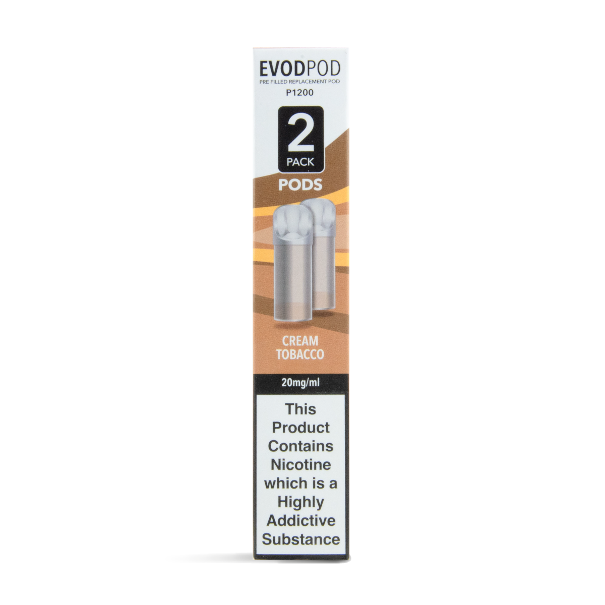 wholesale evod bar pod replacements pre-filled twin pack cream tobacco