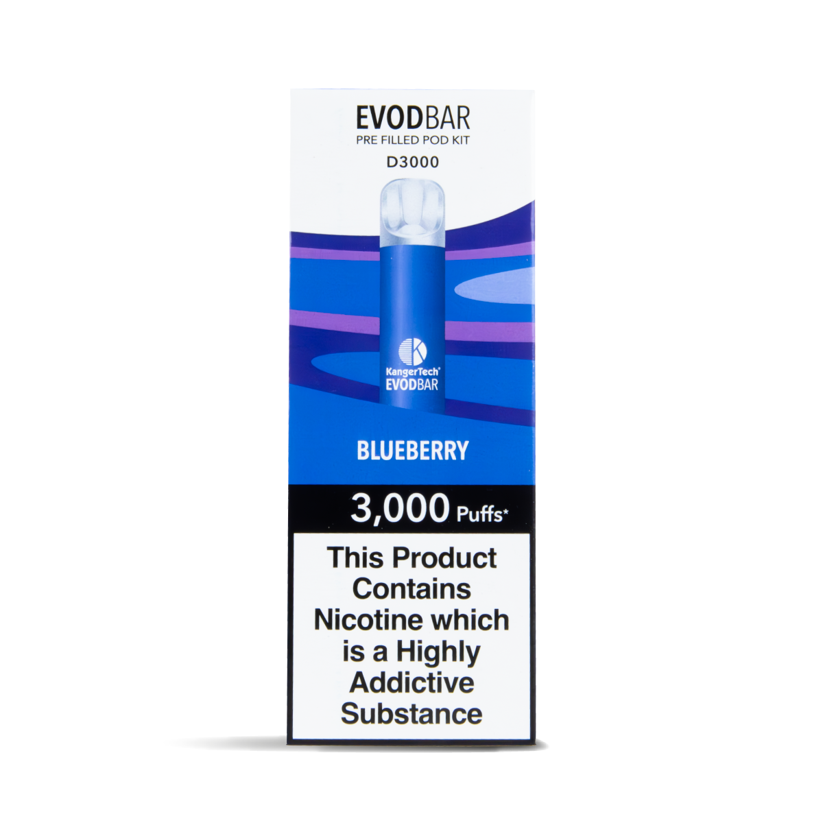 EVOD Bar D600 3000 Vape Pod Kit in Blueberry Flavour