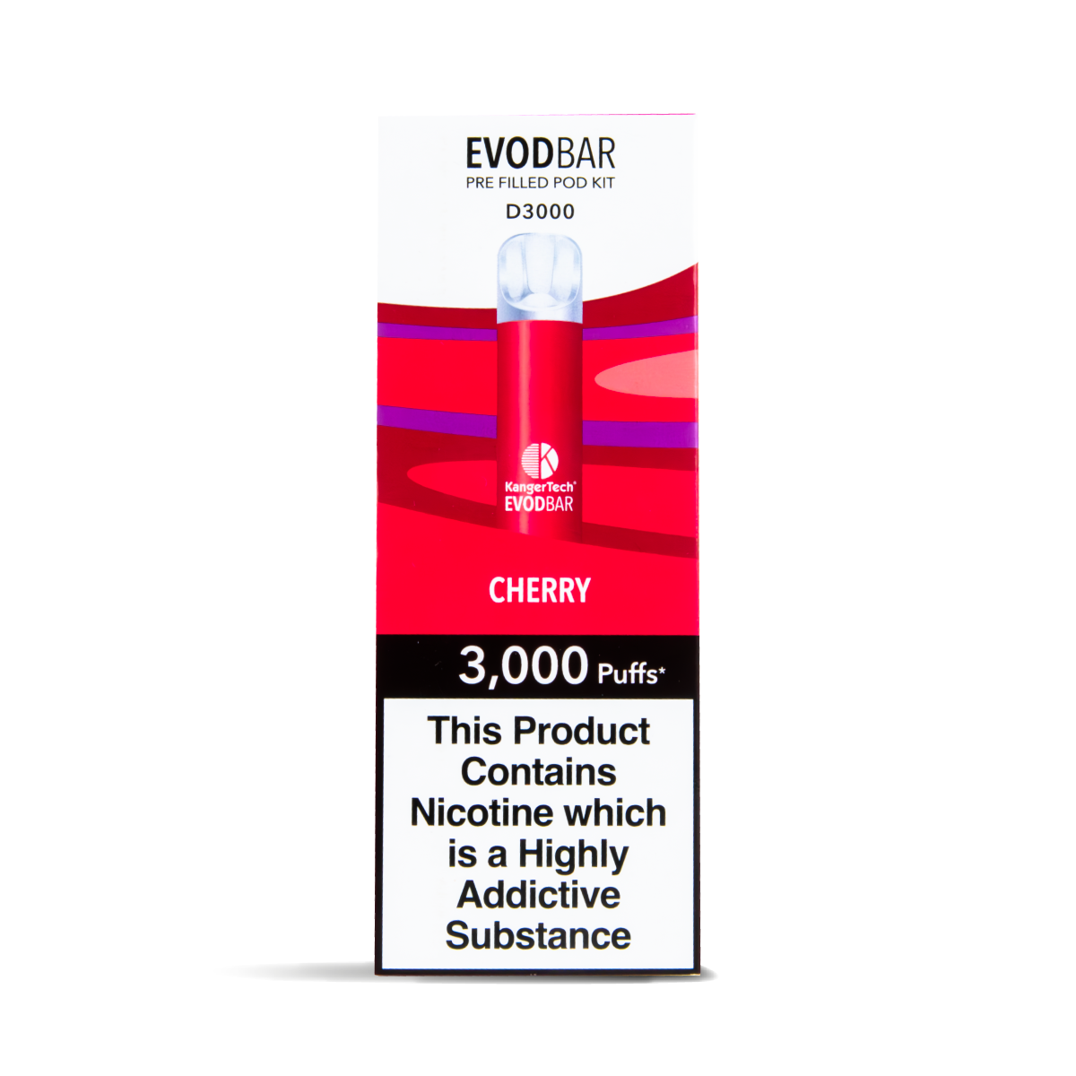 EVOD Bar D600 3000 Vape Pod Kit in Cherry Flavour