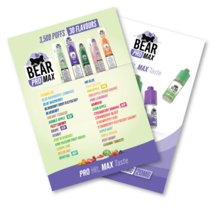 BEAR Pro MAX POS: 10ml Bar Salts A5 Leaflet Back