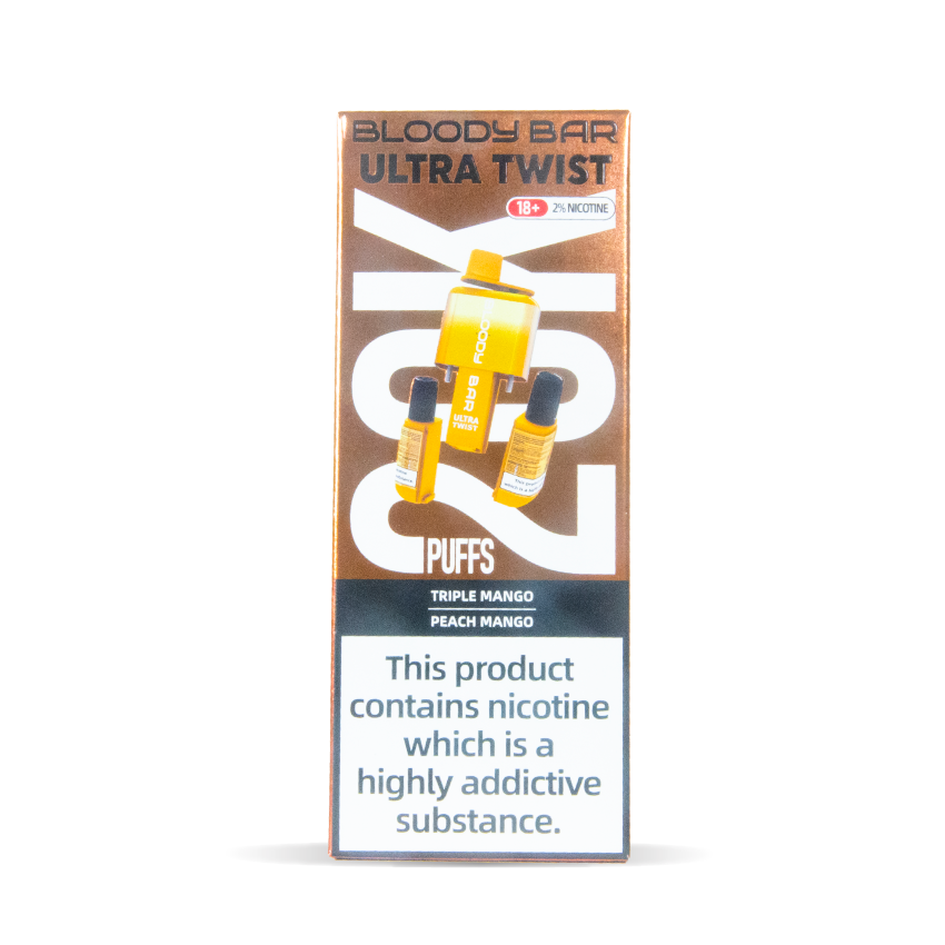 Triple Mango & Peach Mango Bloody Bar Ultra Twist 20K Puff Vape Bulk Buy For UK Wholesale