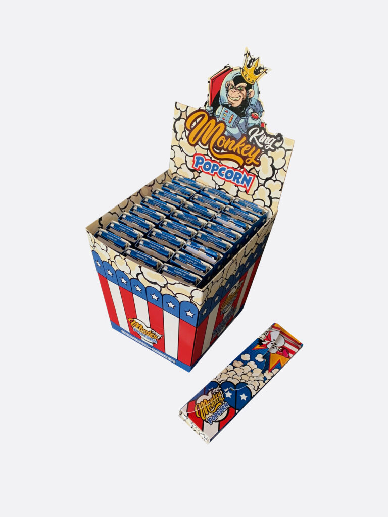 Bulk Buy popcorn scented rolling papers & tips by Monkey King for UK Wholesale