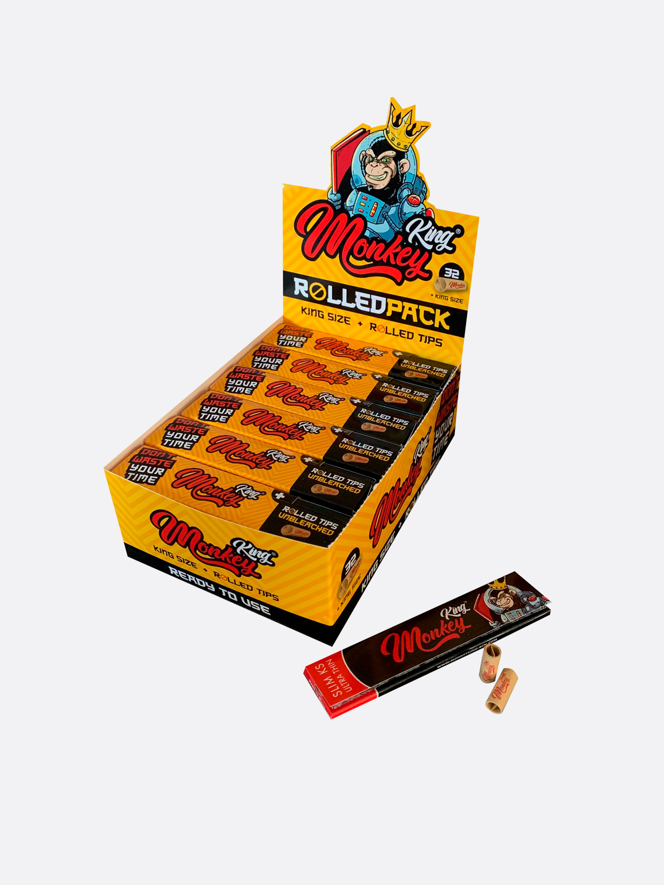 Monkey King Unbleached King Size Rolling Papers with Pre-Rolled Tips for Uk Wholesale