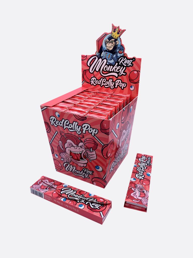 Bulk Buy red lolly pop scented rolling papers & tips by Monkey King for UK Wholesale