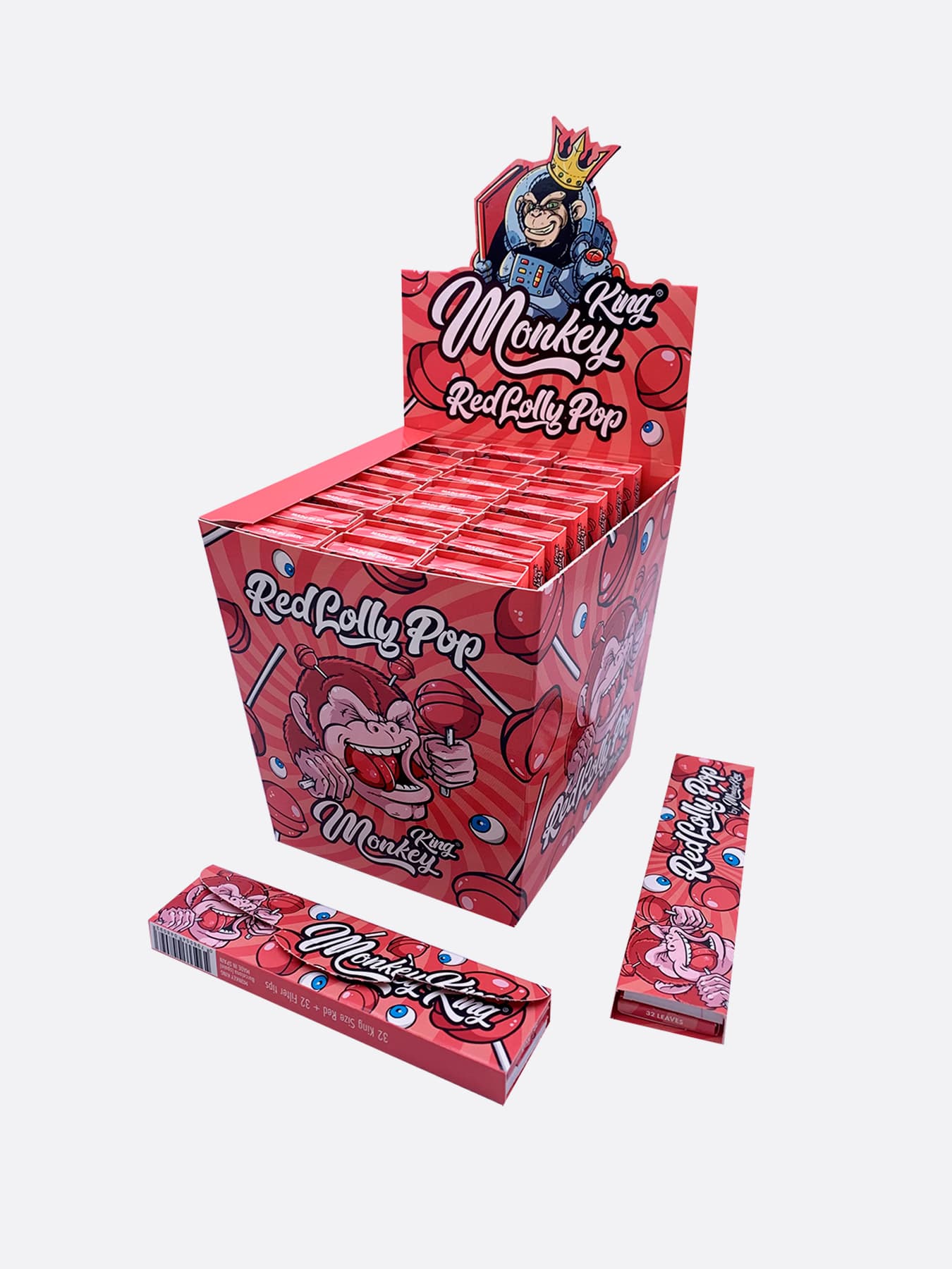 Bulk Buy red lolly pop scented rolling papers & tips by Monkey King for UK Wholesale