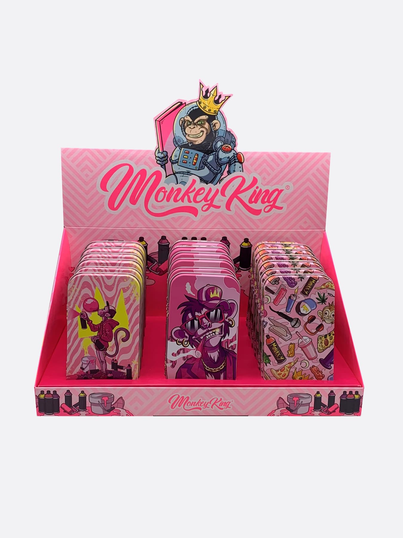 Bulk Buy Monkey King Pink Metal Tobacco Tins for UK Wholesale