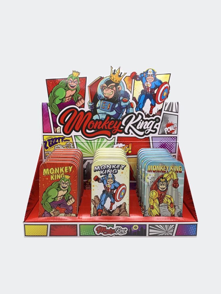 Bulk Buy Monkey King Super Heroes Metal Tobacco Tins for UK Wholesale