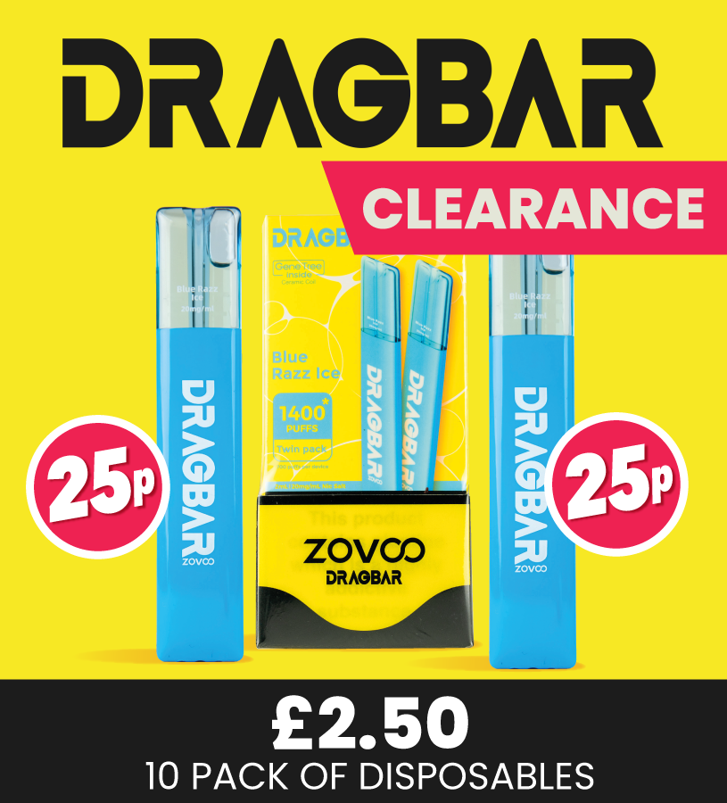 dragbars just 25p per disposable