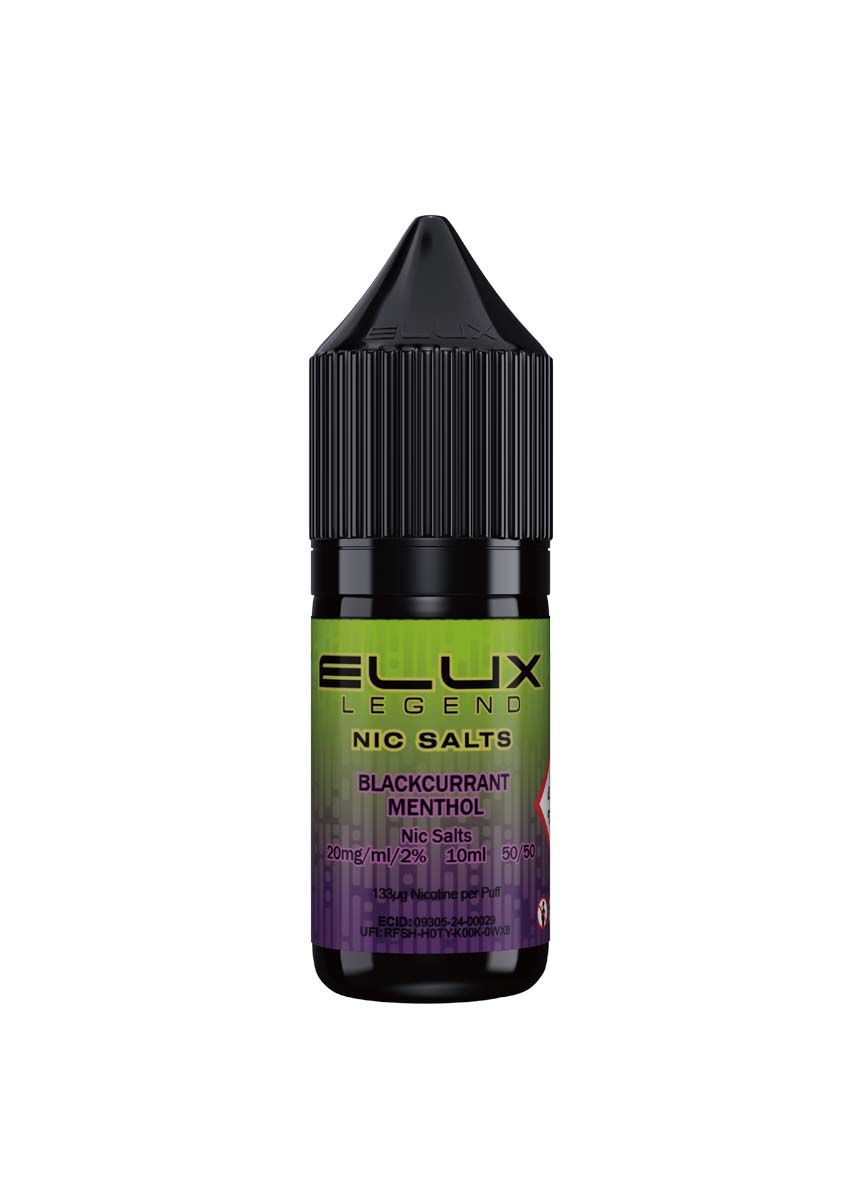 Wholesale ELUX Legend Nic Salt Blackcurrant Menthol Flavour (Single 10ml Bottle of Vape Liquid)