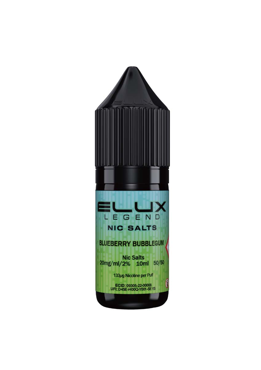 Wholesale ELUX Legend Nic Salt Blueberry Bubblegum Flavour (Single 10ml Bottle of Vape Liquid)