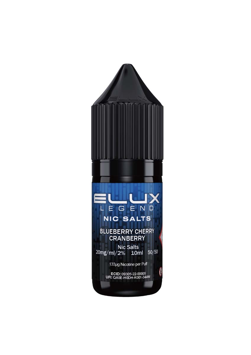 Wholesale ELUX Legend Nic Salt Blueberry Cherry Cranberry Flavour (Single 10ml Bottle of Vape Liquid)