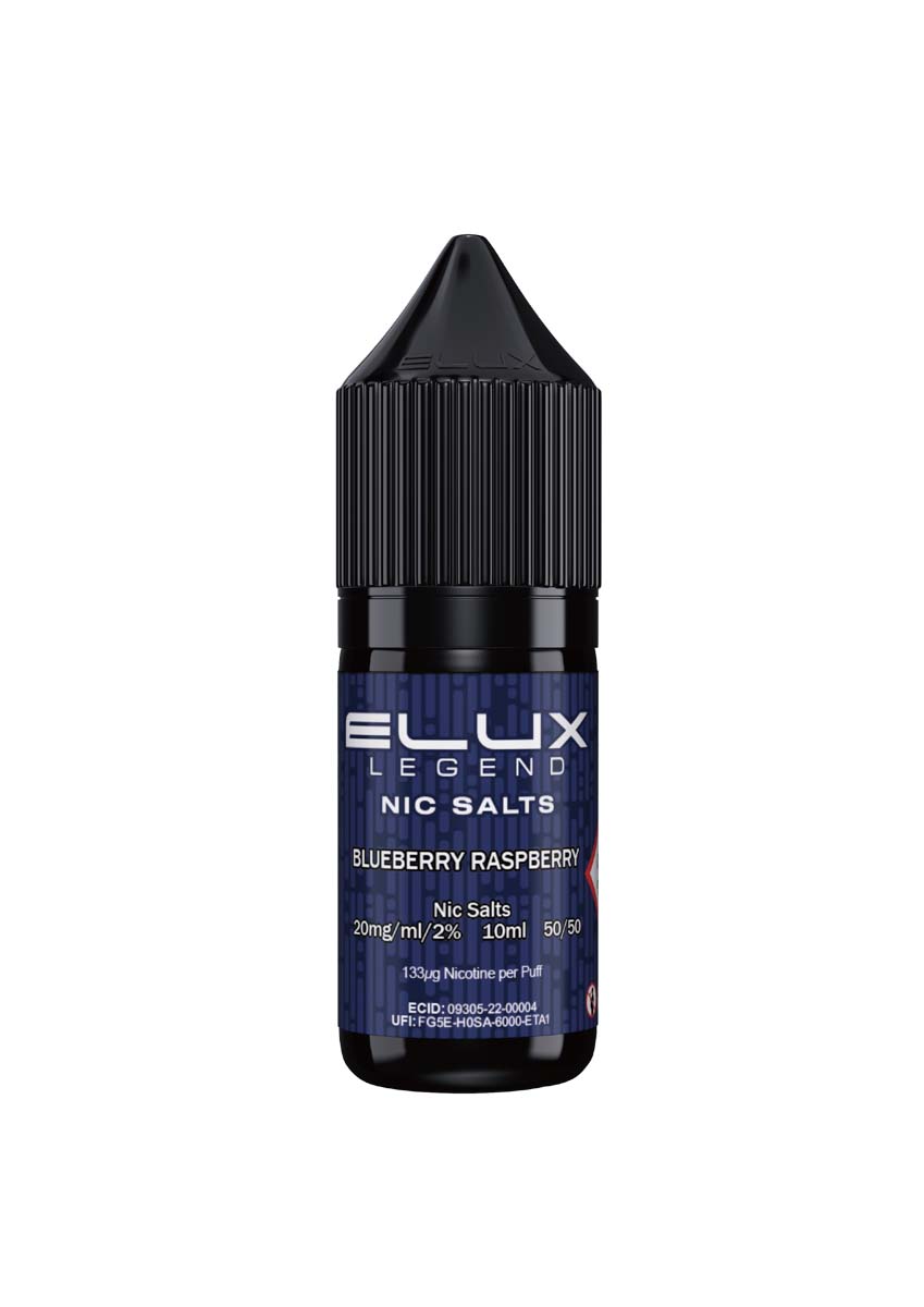 Wholesale ELUX Legend Nic Salt Blueberry Raspberry Flavour (Single 10ml Bottle of Vape Liquid)