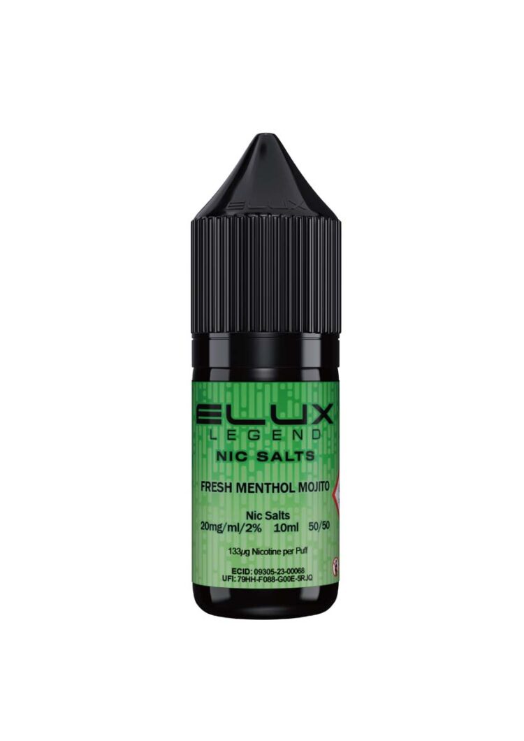 Wholesale ELUX Legend Nic Salt Fresh Menthol Mojito Flavour (Single 10ml Bottle of Vape Liquid)
