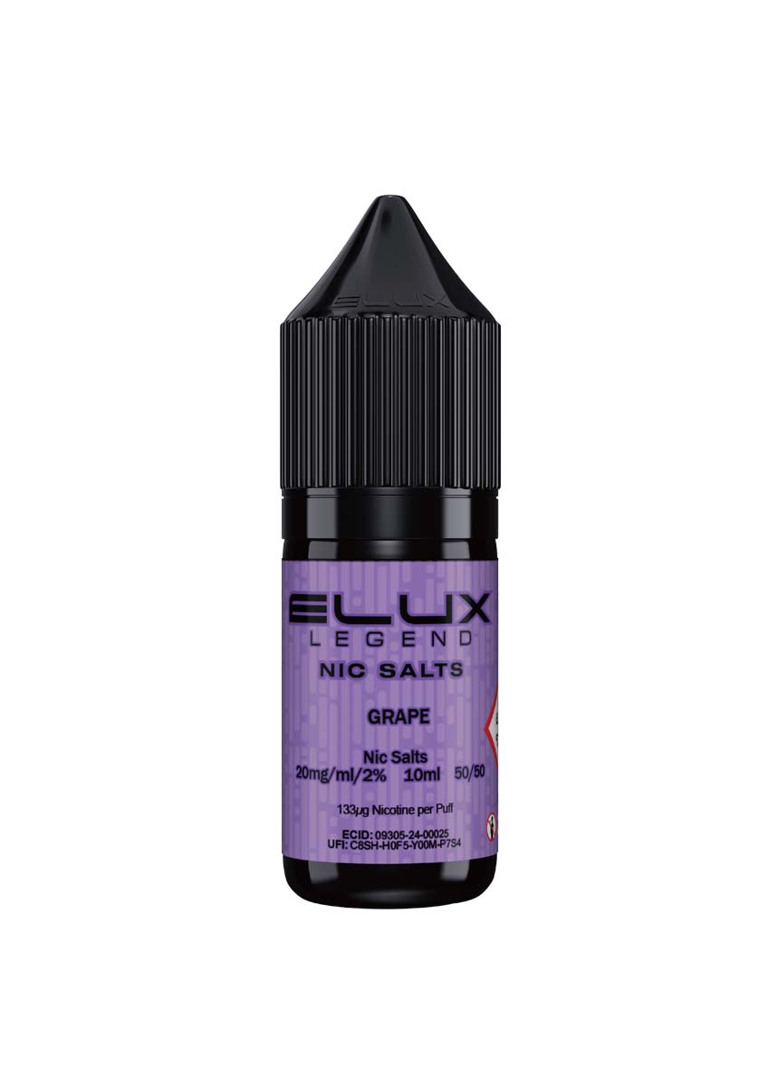 Wholesale ELUX Legend Nic Salt Grape Flavour (Single 10ml Bottle of Vape Liquid)