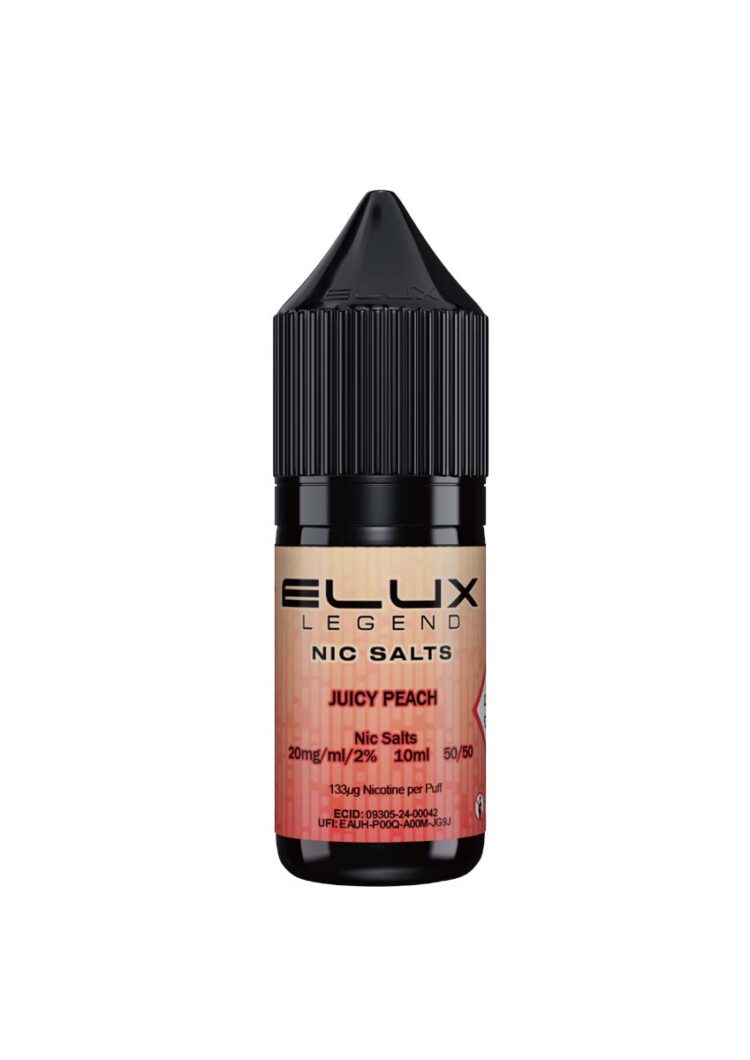 Wholesale ELUX Legend Nic Salt Juicy Peach Flavour (Single 10ml Bottle of Vape Liquid)