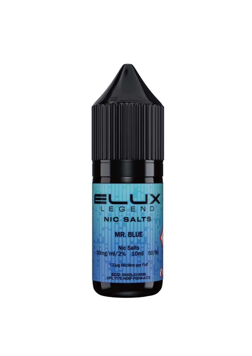 Wholesale ELUX Legend Nic Salt Mr Blue Flavour (Single 10ml Bottle of Vape Liquid)