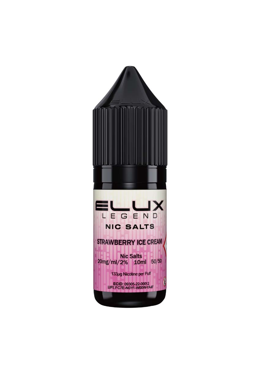 Wholesale ELUX Legend Nic Salt Strawberry Ice Cream Flavour (Single 10ml Bottle of Vape Liquid)