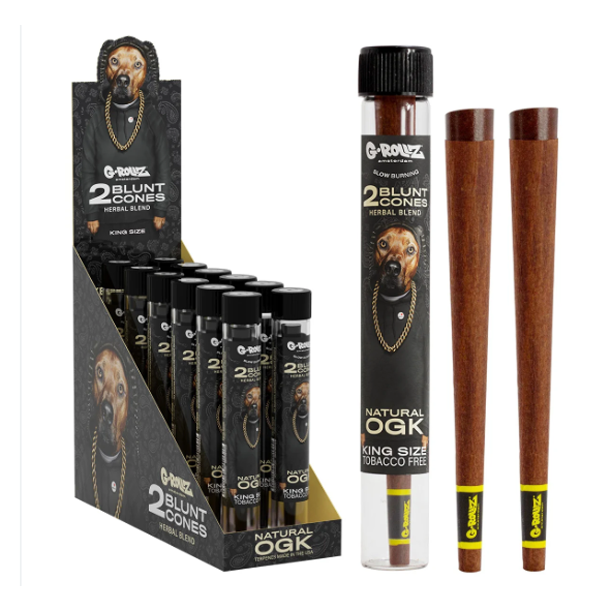 G-ROLLZ Terpene-Infused Blunt Cones 2-Pack (12 Pk) natural ogk