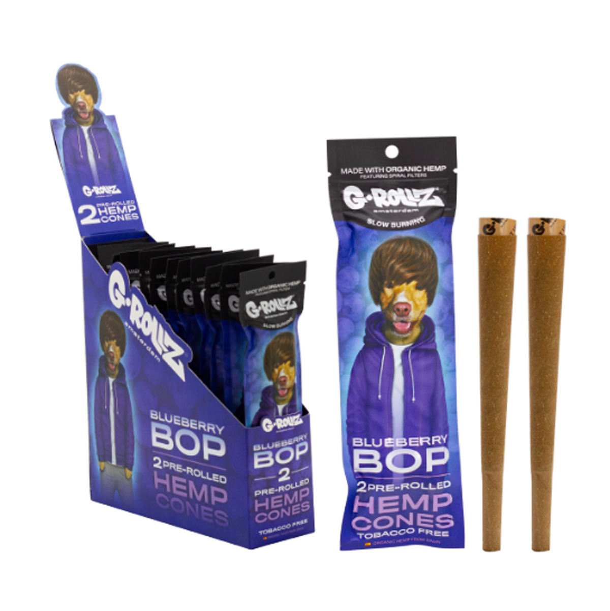 G-Rollz Terpene-Infused Pre-Rolled Hemp Cones 2-Pack (12 Pk) blueberry bop