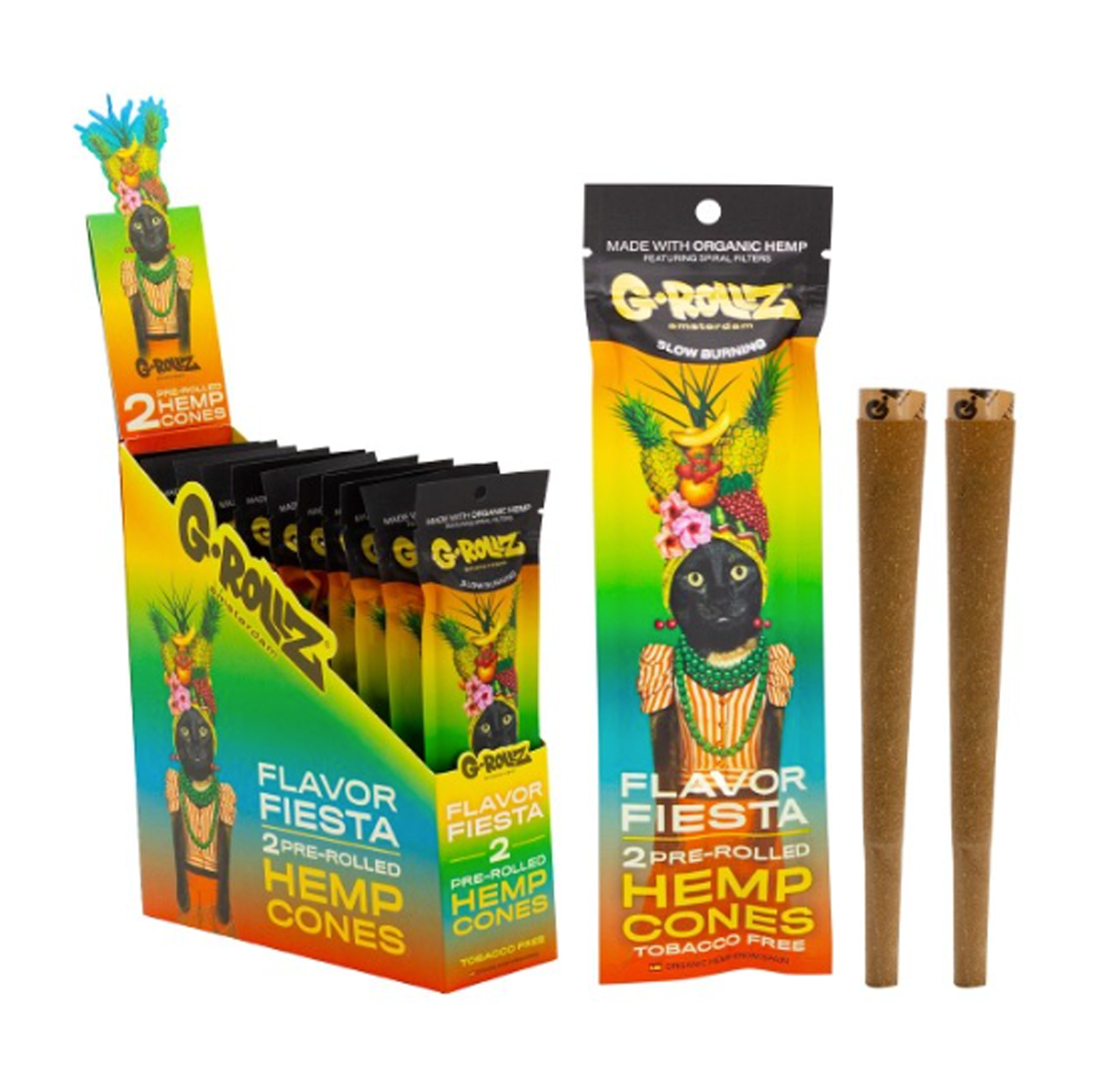G-Rollz Terpene-Infused Pre-Rolled Hemp Cones 2-Pack (12 Pk) flavor fiesta