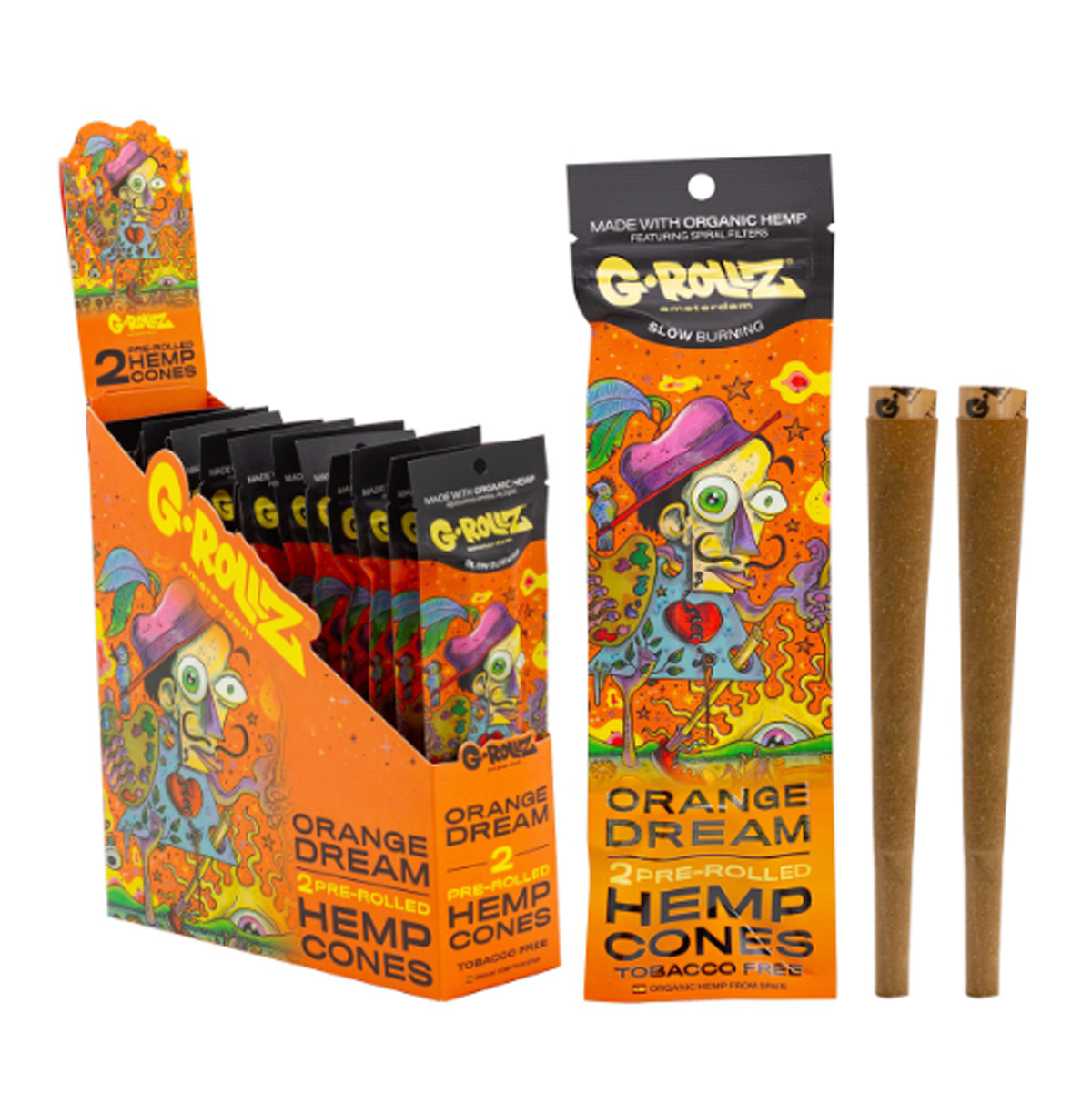 G-Rollz Terpene-Infused Pre-Rolled Hemp Cones 2-Pack (12 Pk) orange dream
