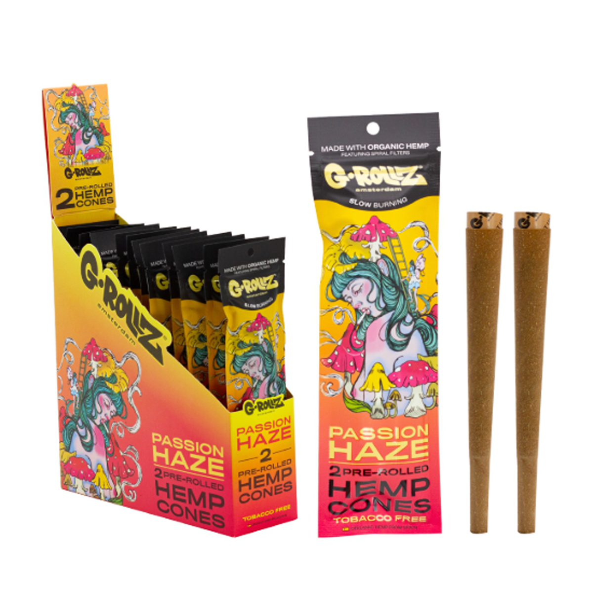 G-Rollz Terpene-Infused Pre-Rolled Hemp Cones 2-Pack (12 Pk) passion haze