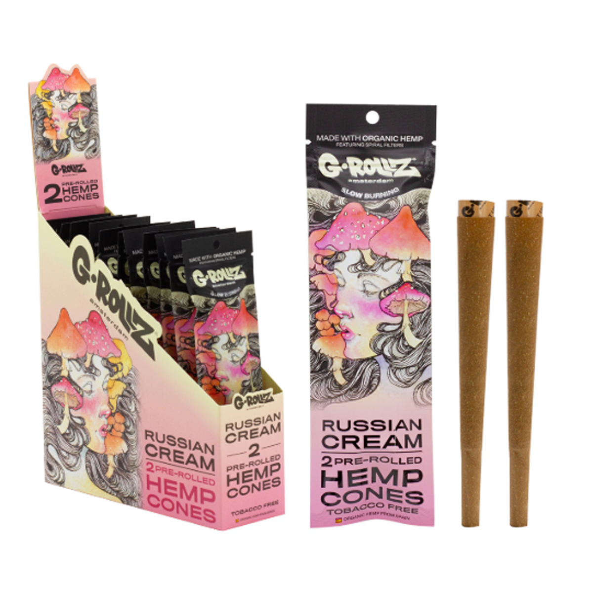 G-Rollz Terpene-Infused Pre-Rolled Hemp Cones 2-Pack (12 Pk) russian cream